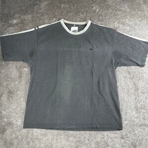 Point Zero Size XL Charcoal Gray Ringer Tee Shoulder Stripe Y2K Early 2000s